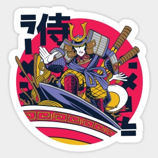Samurai Surfing in a Bowl of Ramen Sticker